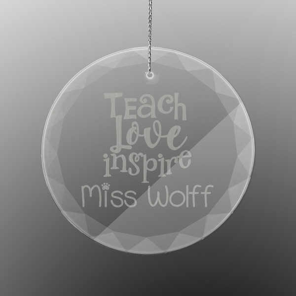 Custom Teacher Gift Engraved Glass Ornament - Round (Personalized)