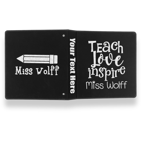Teacher Quote Leather Binder - 1" - Black- Back Spine Front View