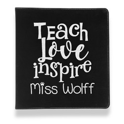 Teacher Gift Leather Binder - 1" - Black (Personalized)