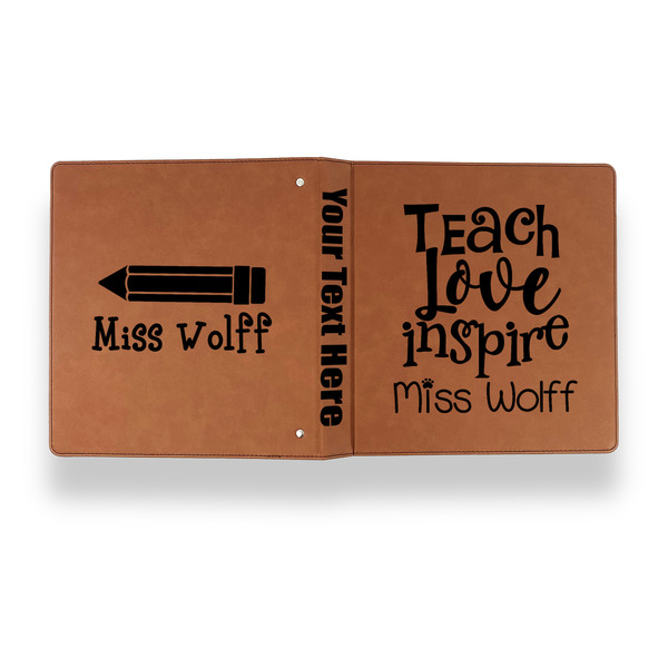 Teacher Quote Leather Binder - 1" - Rawhide - Back Spine Front View