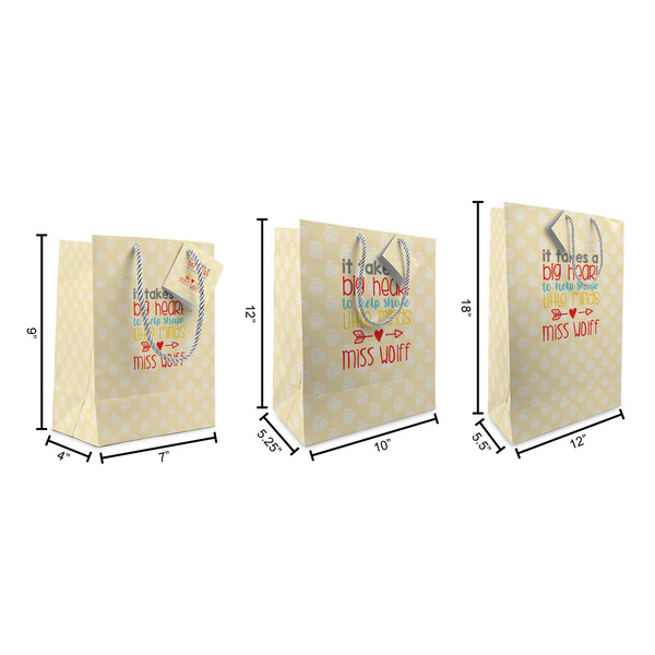 Teacher Quote Gift Bags - All Sizes - Dimensions