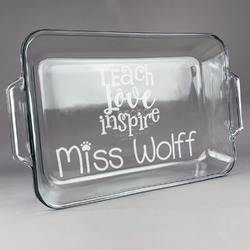 Teacher Gift Glass Baking Dish with Truefit Lid - 13in x 9in (Personalized)