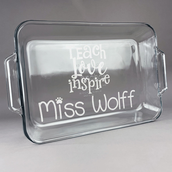 Custom Teacher Gift Glass Baking Dish with Truefit Lid - 13in x 9in (Personalized)