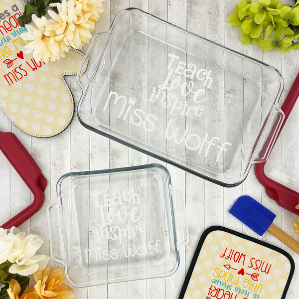 Teacher Quote Glass Baking Dish Set - LIFESTYLE