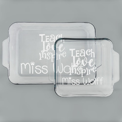 Teacher Gift Glass Baking & Cake Dish Set - 13in x 9in & 8in x 8in (Personalized)