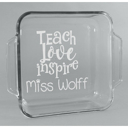 Teacher Gift Glass Cake Dish with Truefit Lid - 8in x 8in (Personalized)