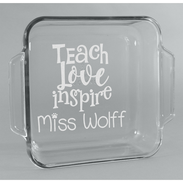 Custom Teacher Gift Glass Cake Dish with Truefit Lid - 8in x 8in (Personalized)