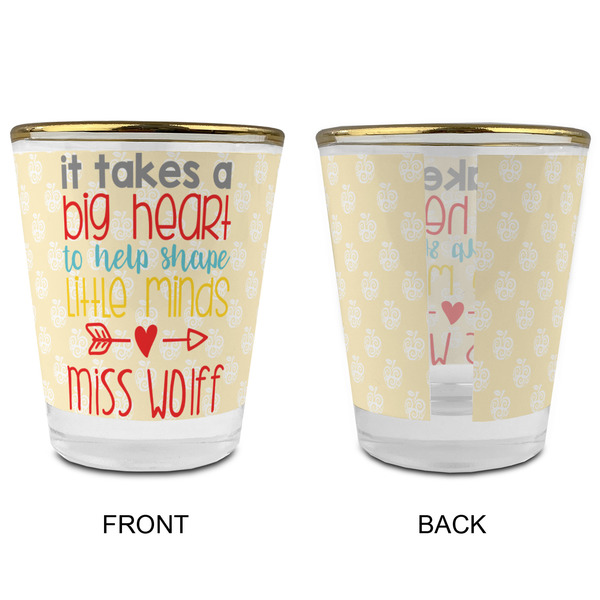 Teacher Quote Glass Shot Glass - with gold rim - APPROVAL