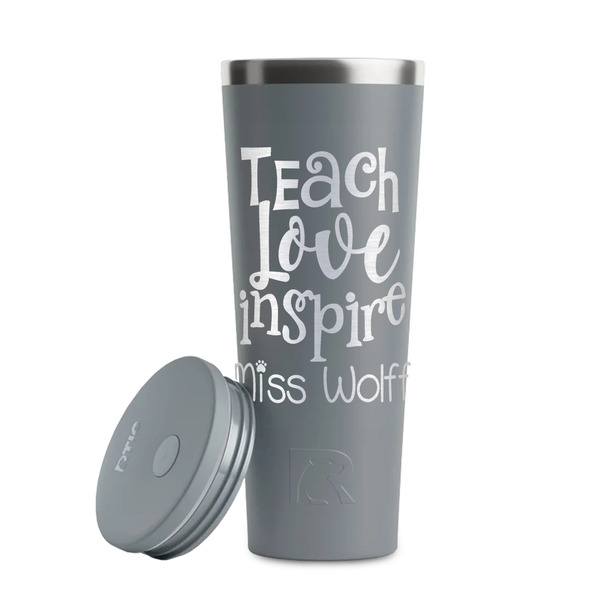 Teacher Quote Grey RTIC Everyday Tumbler - 28 oz. - Lid Off