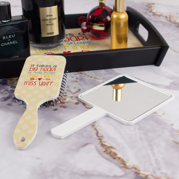 Teacher Quote Hair Brush - With Hand Mirror