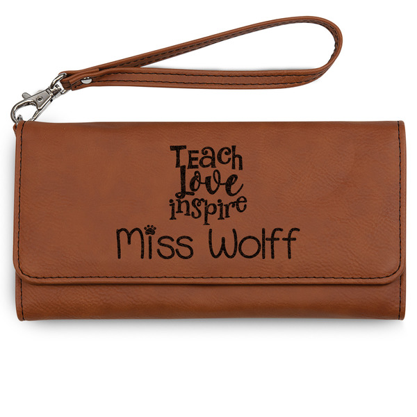 Custom Teacher Gift Ladies Leatherette Wallet - Laser Engraved - Rawhide (Personalized)