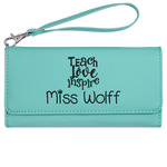 Teacher Gift Ladies Leatherette Wallet - Laser Engraved - Teal (Personalized)