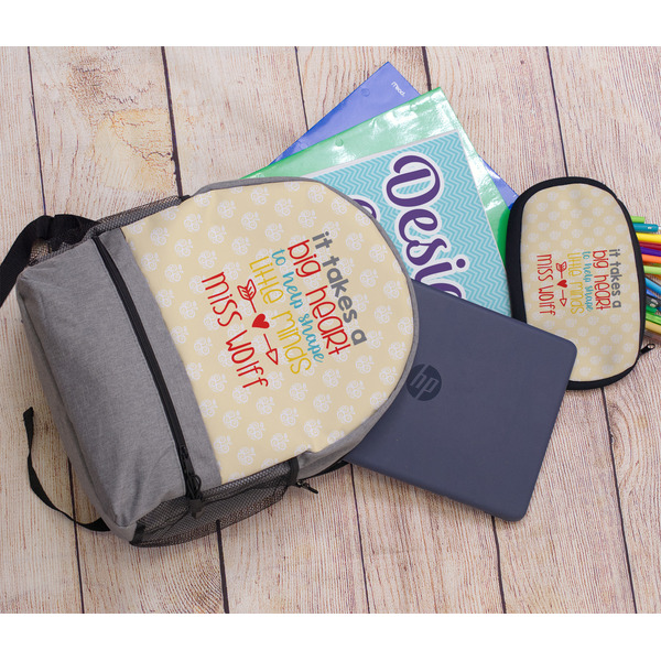 Teacher Quote Large Backpack - Gray - With Stuff