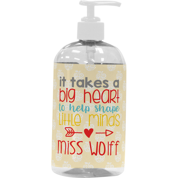 Custom Teacher Gift Plastic Soap / Lotion Dispenser - 16 oz - Large - White (Personalized)