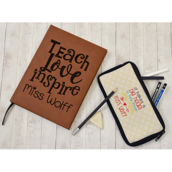 Teacher Quote Leather Sketchbook - Large - Double Sided - In Context
