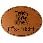 Teacher Gift Faux Leather Iron On Patch - Oval (Personalized)