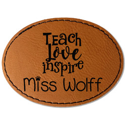 Teacher Gift Faux Leather Iron On Patch - Oval (Personalized)