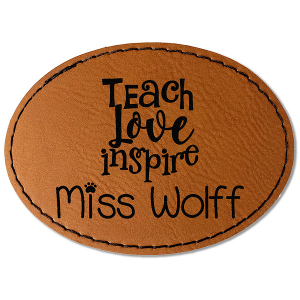 Custom Teacher Gift Faux Leather Iron On Patch - Oval (Personalized)