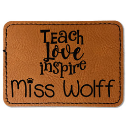 Teacher Gift Faux Leather Iron On Patch - Rectangle (Personalized)