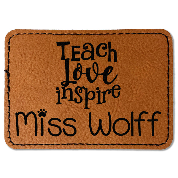 Custom Teacher Gift Faux Leather Iron On Patch - Rectangle (Personalized)