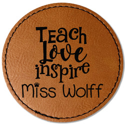 Teacher Gift Faux Leather Iron On Patch - Round (Personalized)