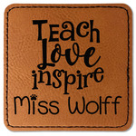 Teacher Gift Faux Leather Iron On Patch - Square (Personalized)