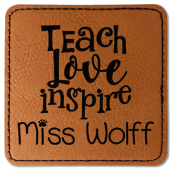 Teacher Gift Faux Leather Iron On Patch - Square (Personalized)