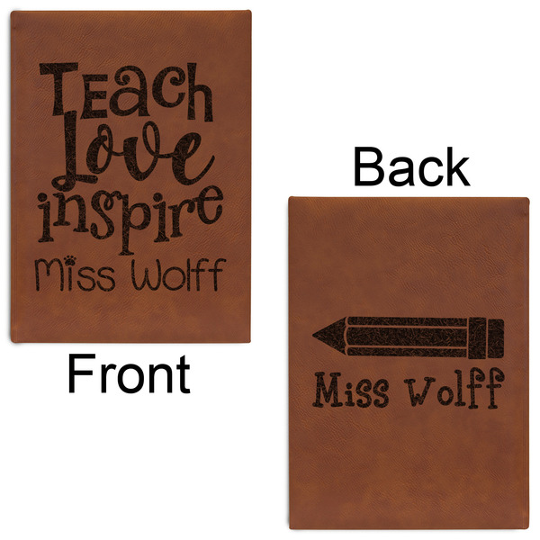 Teacher Quote Leatherette Sketchbooks - Large - Double Sided - Front & Back View