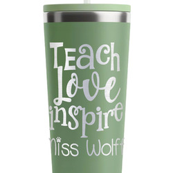 Teacher Gift RTIC Everyday Tumbler with Straw - 28oz - Light Green - Single-Sided (Personalized)