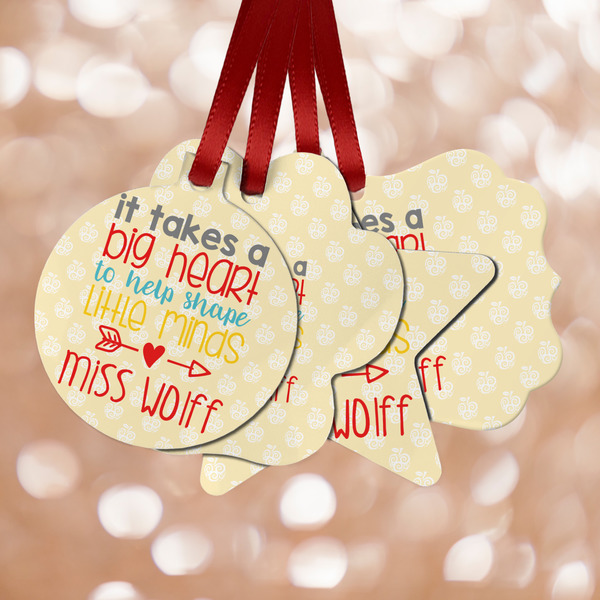 Custom Teacher Gift Metal Ornaments - Double-Sided (Personalized)