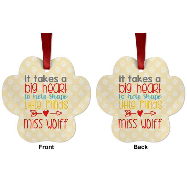 Teacher Quote Metal Paw Ornament - Front and Back