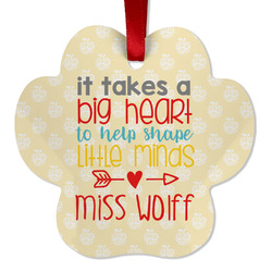 Teacher Gift Metal Paw Ornament - Double-Sided (Personalized)
