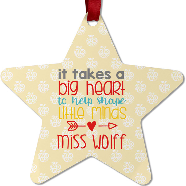Custom Teacher Gift Metal Star Ornament - Double-Sided (Personalized)