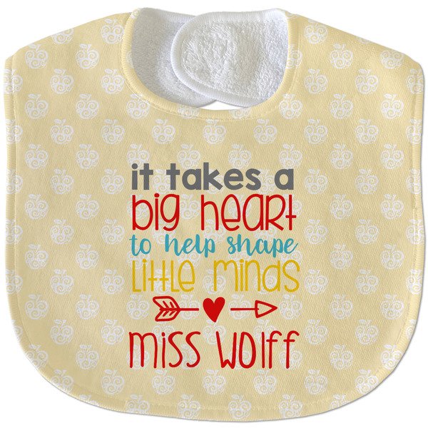 Teacher Quote New Baby Bib - Closed and Folded