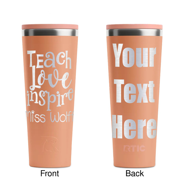 Teacher Quote Peach RTIC Everyday Tumbler - 28 oz. - Front and Back