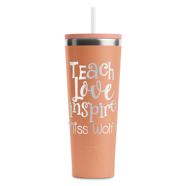 Teacher Quote Peach RTIC Everyday Tumbler - 28 oz. - Front