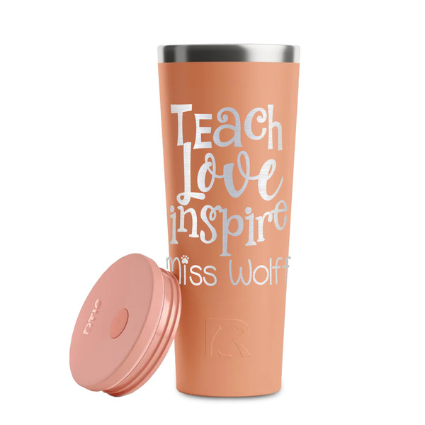 Teacher Quote Peach RTIC Everyday Tumbler - 28 oz. - Lid Off