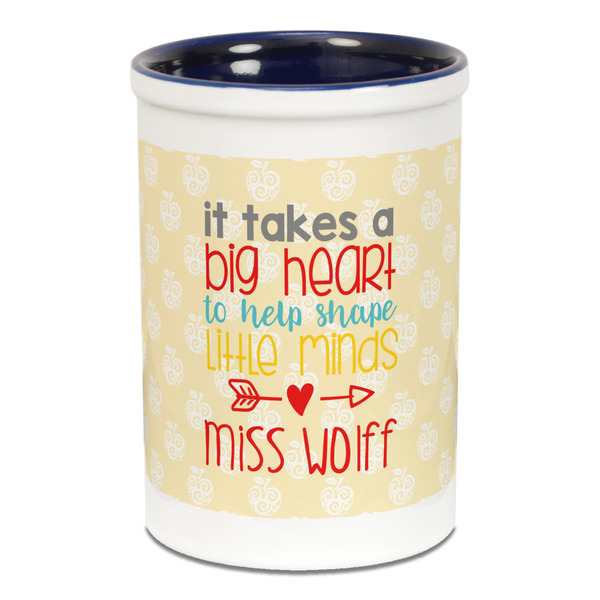 Custom Teacher Gift Ceramic Pencil Holders - Blue