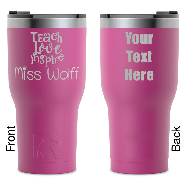 Custom Teacher Gift RTIC Tumbler - Magenta - Laser Engraved - Double-Sided (Personalized)