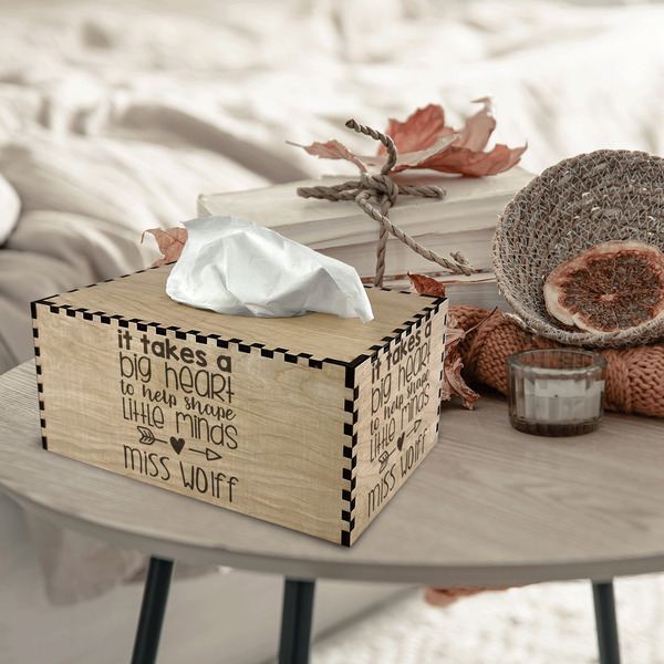 Teacher Quote Rectangle Tissue Box Covers - Wood - In Context