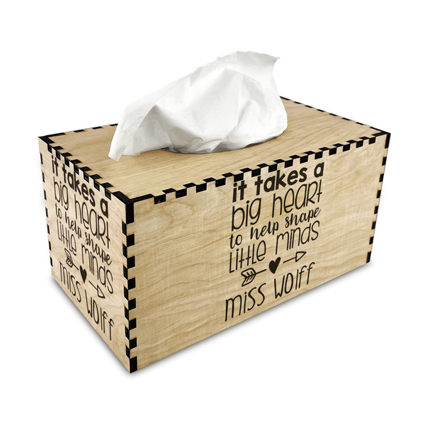 Teacher Quote Rectangle Tissue Box Covers - Wood - with tissue