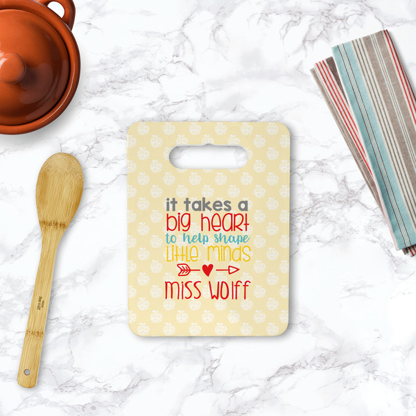 Teacher Quote Rectangle Trivet with Handle - LIFESTYLE