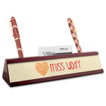 Teacher Gift Red Mahogany Nameplate with Business Card Holder (Personalized)