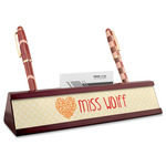 Teacher Gift Red Mahogany Nameplate with Business Card Holder (Personalized)