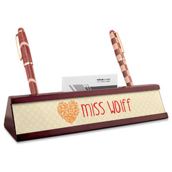 Teacher Quote Red Mahogany Nameplate with Business Card Holder (Personalized)