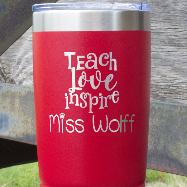 Teacher Quote Red Polar Camel Tumbler - 20oz - Close Up