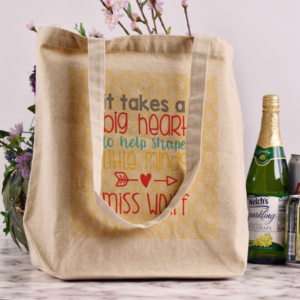 Teacher Quote Reusable Cotton Grocery Bag - In Context