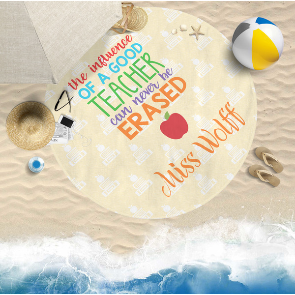 Teacher Quote Round Beach Towel Lifestyle