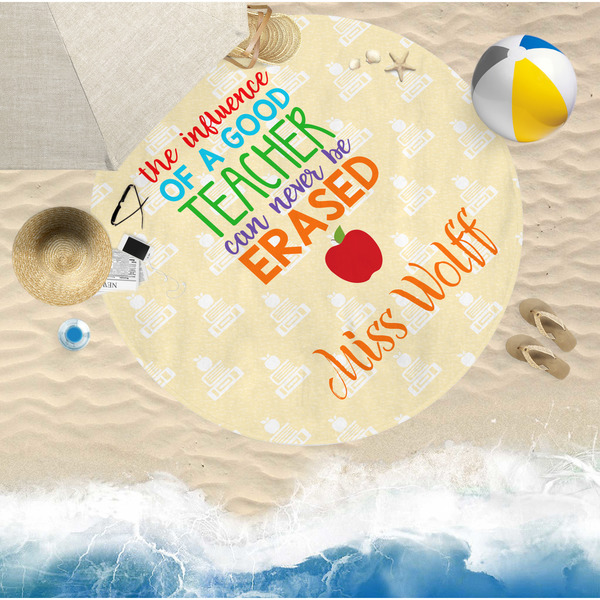 Teacher Quote Round Beach Towel Lifestyle