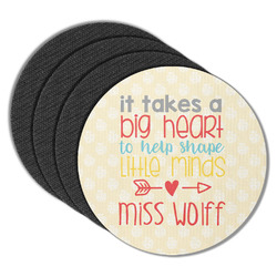 Teacher Gift Round Rubber Backed Coasters - Set of 4 (Personalized)